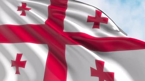 Waving Flag of Georgia with Realistic Fabric Animation