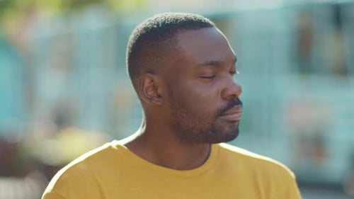 Close Up Serious Face African American Man Looking at Camera Attractive Confident Lifestyle Handsome