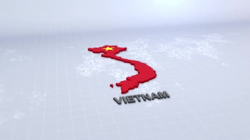 3D Rotating Map of Vietnam Country Title Animation