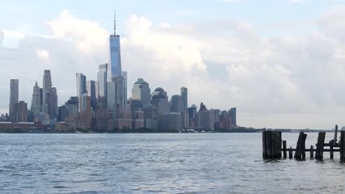 New York City Waterfront Skyline Manhattan Downtown Financial District World Trade Center Cityscape