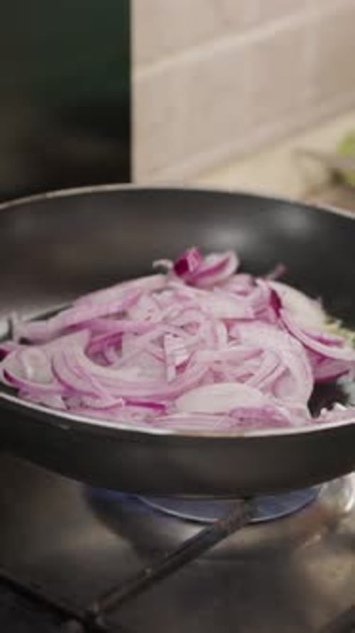 Cooking Onion Strips In A Pan Home Cooking