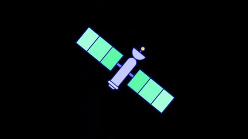 Animated Flat Design Satellite Icon Technology