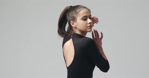 Head and Shoulders Video Clip of Beautiful Ballet Dancer in Studio