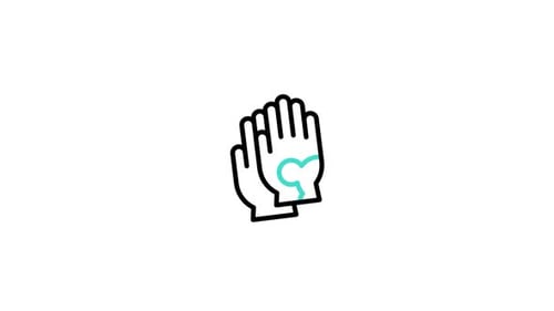 Animated Gloves Icon with Fluid Flat Design Fill