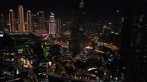 Dubai Night. Burj Khalifa And Fountains Night View