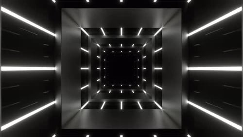 Quadratischer Tunnel mit weißem Neonlinien-Hintergrund VJ Loop In 4K