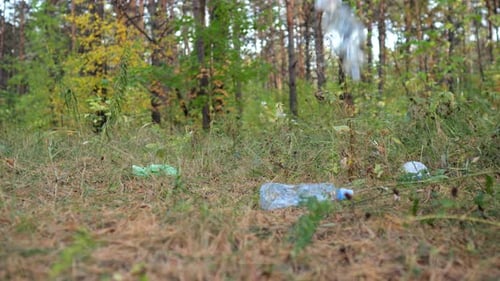 People Litter Nature By Disposing of Trash in the Forest