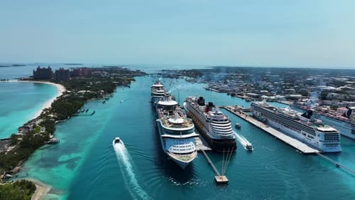 Aerial view of Nassau on Paradise island, Bahamas.
