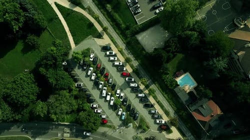 Payed Parking Full of Cars in Residential Area in France