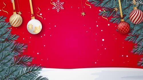 Christmas Decorations with Falling Snow Background Animation