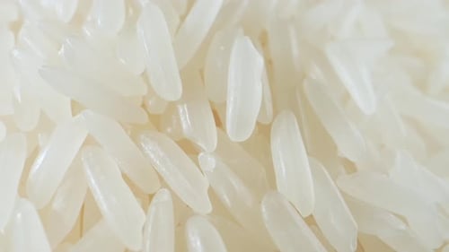 Jasmine rice on the floor in macro video