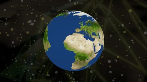 Spinning Earth Globe on Futuristic Network Background