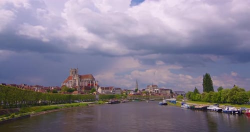 Establishing Shot Time Lapse Beautiful Street with Old Traditional French Houses in the Center of