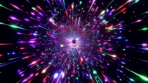 Tunnel hyperspatial de science-fiction coloré avec des traînées de néon