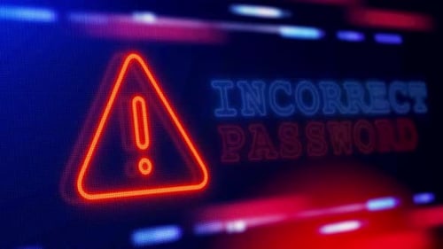 Incorrect Password Warning Alert Screen Loop Blinking Glitch Animation