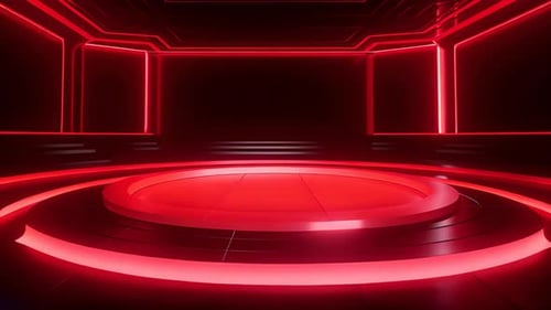 Futuristic Red Virtual Studio Stage Background for Broadcast Events