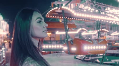 Beautiful Model in a Amusement Park