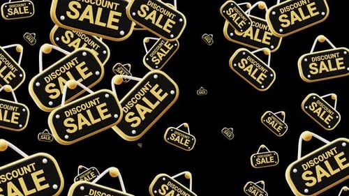 Golden Discount Sale Tags Falling Background Loop