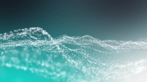 Digital abstract dynamic background of glowing gray magical waves on dark background