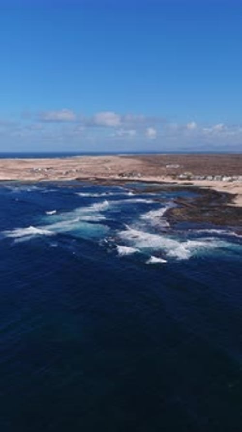 Aerial Vertical View of Fuerteventura Reef Coast and Lanzarote