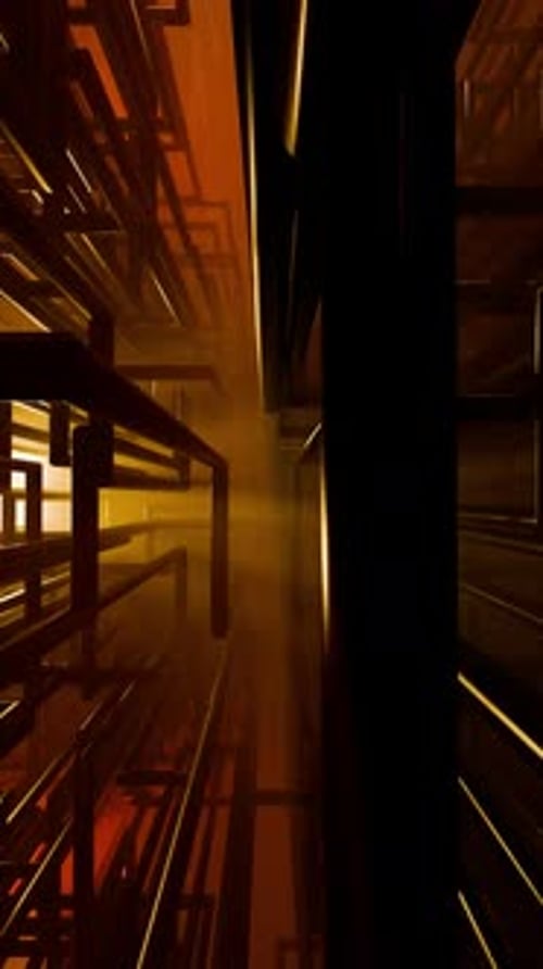 Abstract Futuristic Journey Through a Geometric Light Tunnel