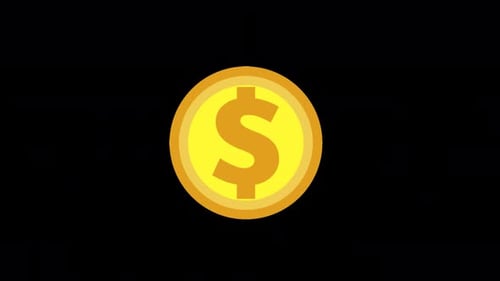 Business Hand Shaking And 3 D Flat Coin Rotating On Alpha Channel 4K
