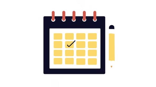 Flat Design Calendar and Pencil Marking Task Animation