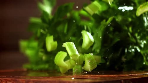 Super Slow Motion Fresh Celery