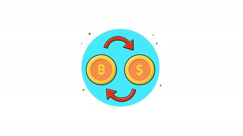 4k Animationsvideo zum Bitcoin- und Dollar-Börsenkonzept