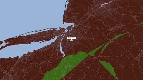 Modern Digital Map Animation Zooming into Paterson