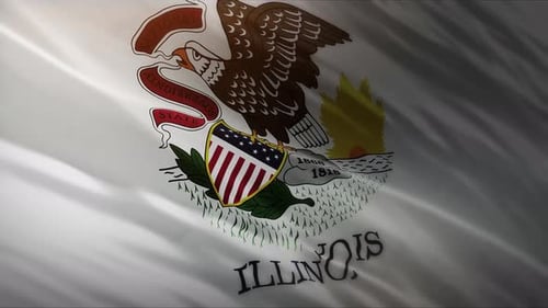 Realistic Waving Illinois State Flag for Government Projects