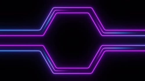 Purple Neon Hexagon Frame Loop Animation Background