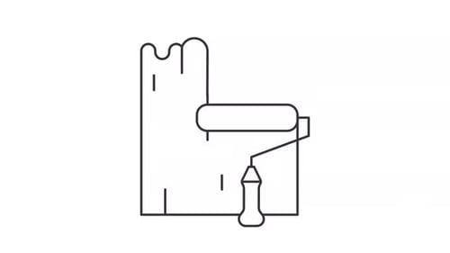 Paint Roller Painting Wall Line Art Animation