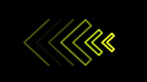 Animation of a Yellow Neon Arrow Pointing Left on a black background