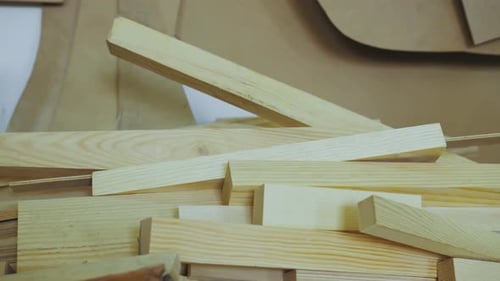 Stacked Pale Wooden Blocks at an Angled View