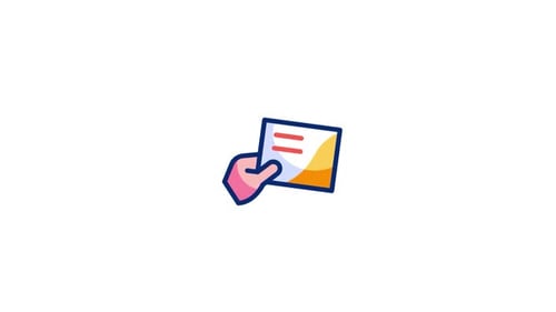 Animated Hand Holding Card Flat Design Icon