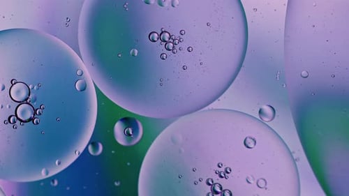 Abstract Colorful Organic Food Oil Drops Bubbles On Water Surface 008