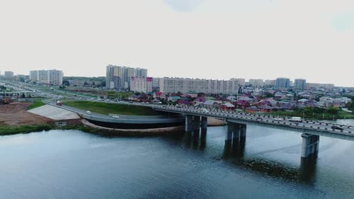 City Bridge Connects Different Parts of Bustling City