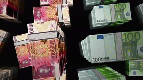 Euro and Guinea francs money exchange loop