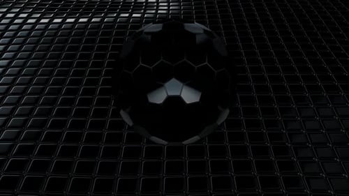 Luxus-Hintergrund mit schwebenden schwarzen Würfeln, Reflexion, Exklusiv, 3D-Render, Kugel