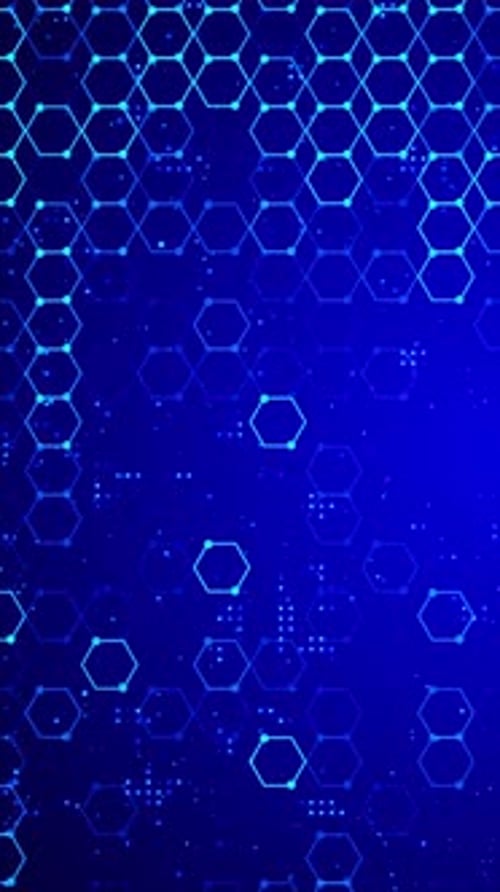 Vertikale blaue abstrakte sechseckige Hintergrundschleife für digitale Technologie