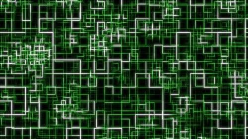 Glowing Green Digital Grid Circuitry Animation