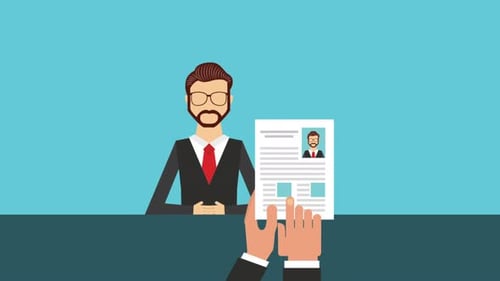 Flat Design Animation of Job Interview and Hiring Process
