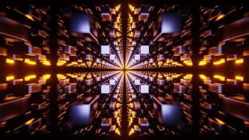 Light Blue and Orange Abstract Cubic Dimension Background VJ Loop in HD