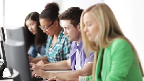 Happy Students in Computer Class