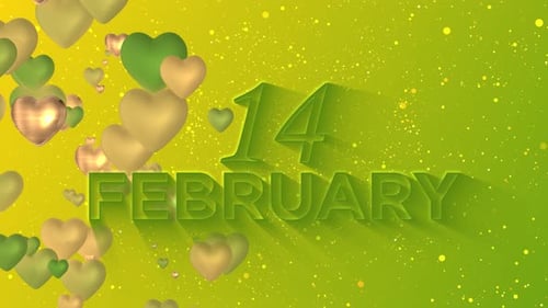 Animated 14 February Title with Floating Hearts Background