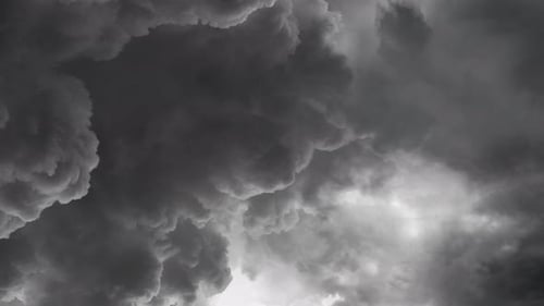 4k view of dark thunderstorm and dark clouds.