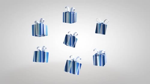 Animated Blue Striped Gift Boxes for Celebration Loop