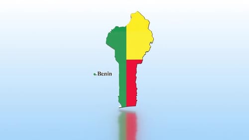 Animated 3D Map of Benin With Flag Reveal