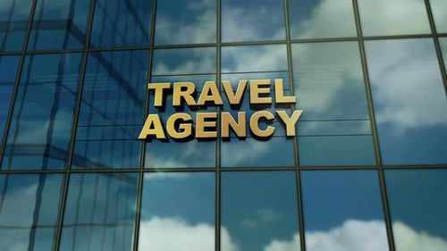 Travel Agency glass building concept